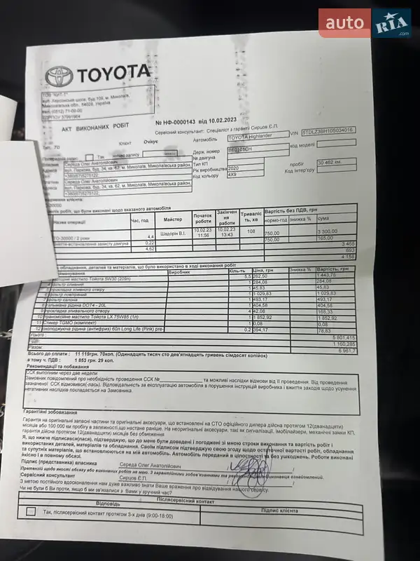 Внедорожник / Кроссовер Toyota Highlander 2020 в Тернополе документ