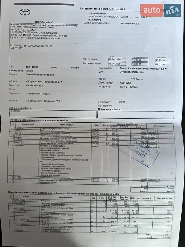Внедорожник / Кроссовер Toyota Land Cruiser Prado 2021 в Житомире документ 13 фото Внедорожник / Кроссовер Toyota Land Cruiser Prado 2021 в Житомире документ