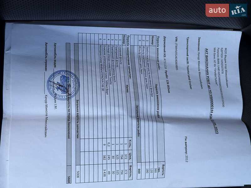 Внедорожник / Кроссовер Toyota Land Cruiser 2012 в Калуше