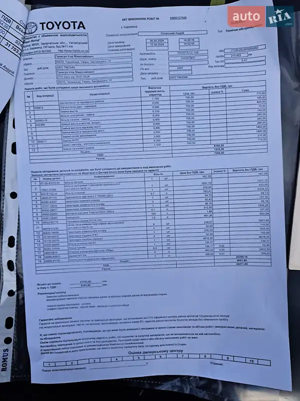 Внедорожник / Кроссовер Toyota Land Cruiser 2007 в Умани документ