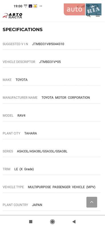 Внедорожник / Кроссовер Toyota RAV4 2006 в Одессе