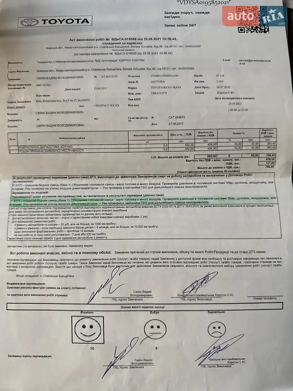 Позашляховик / Кросовер Toyota RAV4 2010 в Києві документ