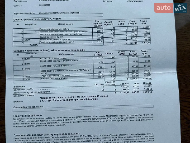Внедорожник / Кроссовер Toyota RAV4 2019 в Ахтырке документ