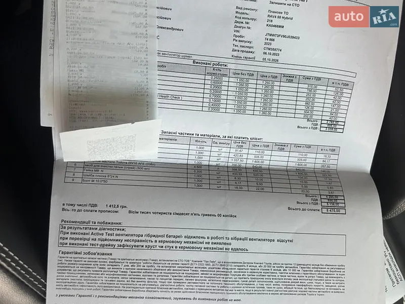 Внедорожник / Кроссовер Toyota RAV4 2023 в Харькове документ