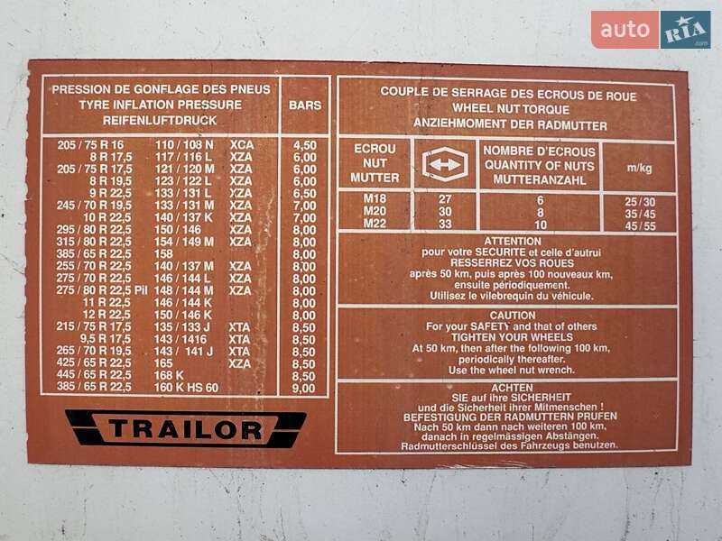 Цистерна полуприцеп Trailor SYY 1998 в Полтаве