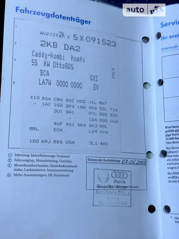 Минивэн Volkswagen Caddy 2005 в Виннице документ