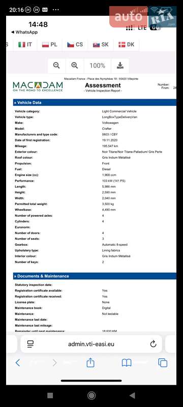 Грузовой фургон Volkswagen Crafter 2021 в Млинове