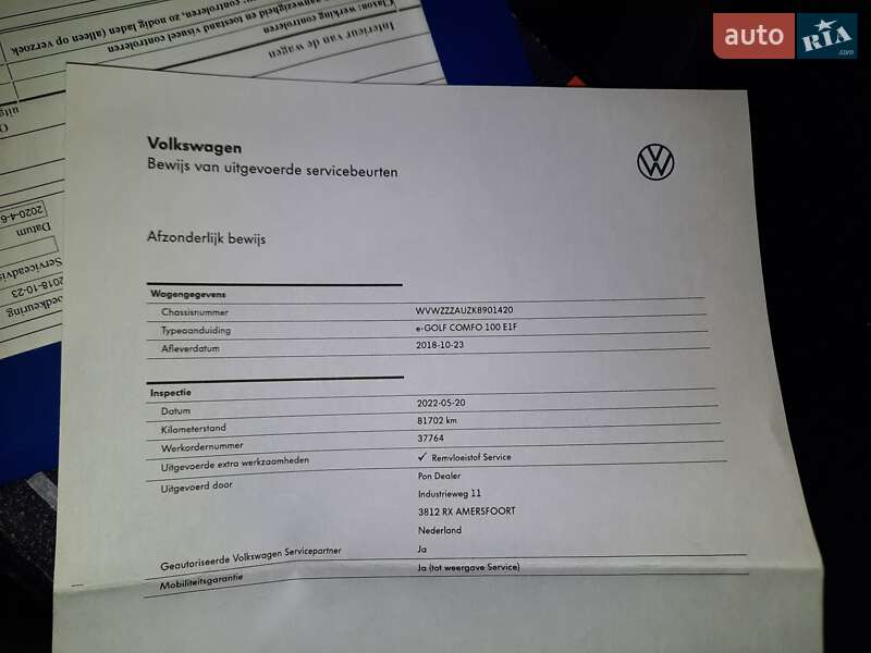 Хэтчбек Volkswagen e-Golf 2018 в Ивано-Франковске