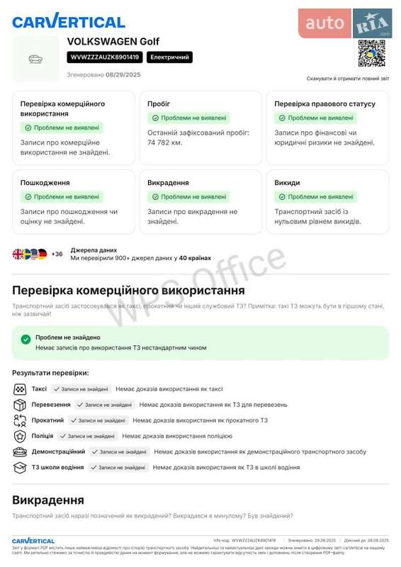 Хетчбек Volkswagen e-Golf 2018 в Києві