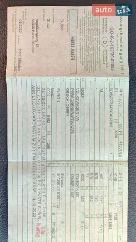 Хэтчбек Volkswagen Golf 2003 в Луцке