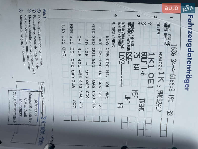 Хэтчбек Volkswagen Golf 2008 в Локачах