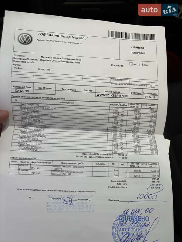 Хэтчбек Volkswagen Golf 2011 в Черкассах