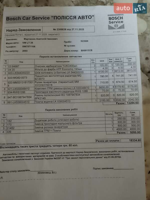 Грузовой фургон Volkswagen LT 2004 в Рокитном фото 8 Грузовой фургон Volkswagen LT 2004 в Рокитном