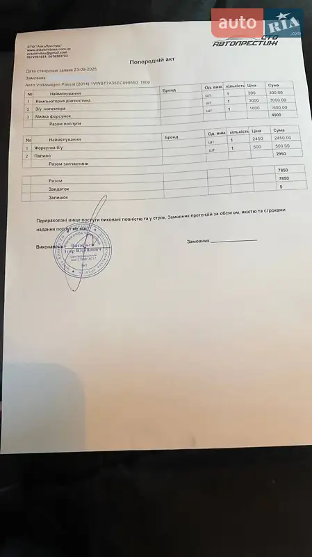 Седан Volkswagen Passat 2014 в Кривом Роге документ