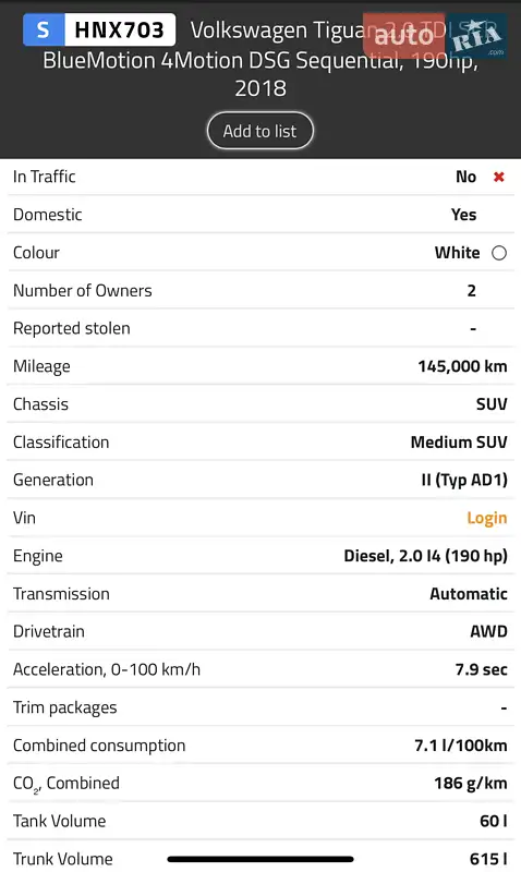 Внедорожник / Кроссовер Volkswagen Tiguan 2017 в Каменском документ