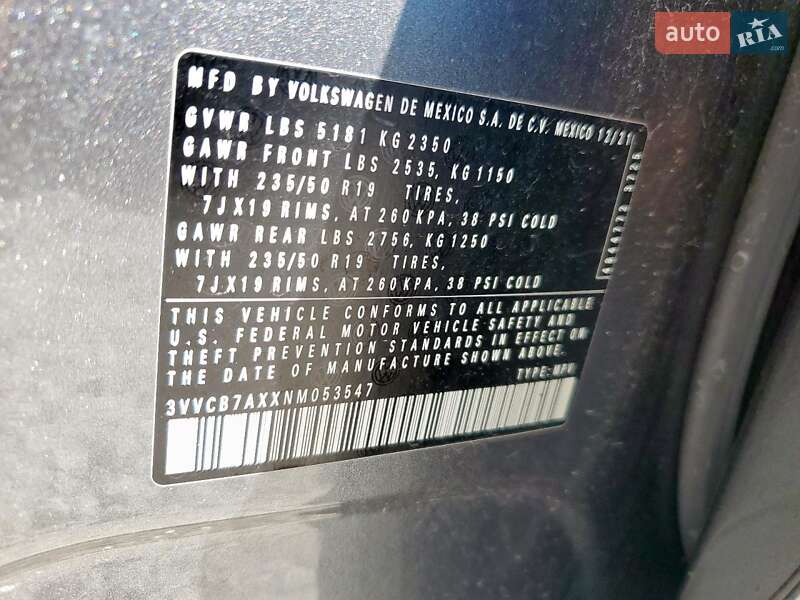 Внедорожник / Кроссовер Volkswagen Tiguan 2022 в Львове