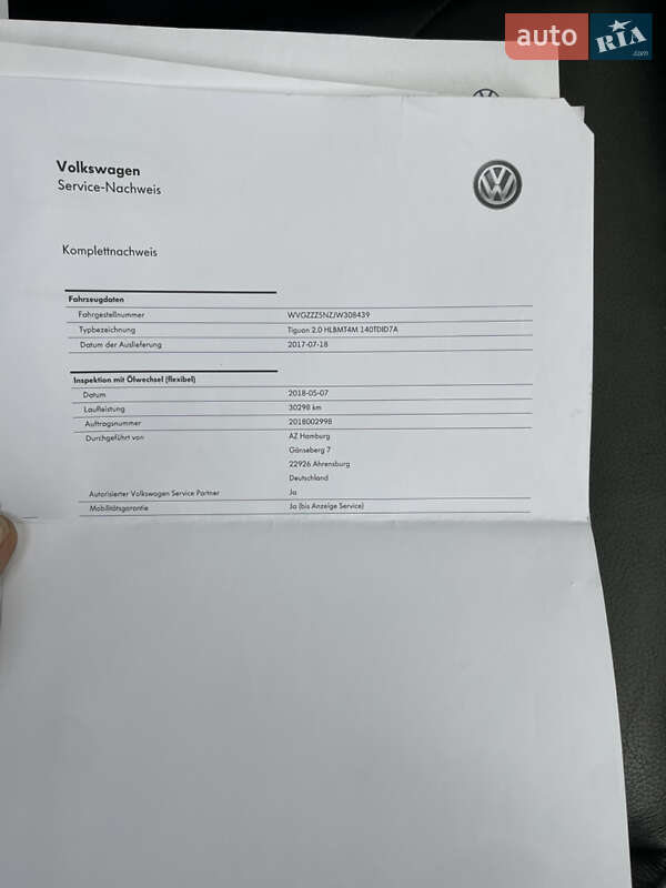 Внедорожник / Кроссовер Volkswagen Tiguan 2017 в Млинове
