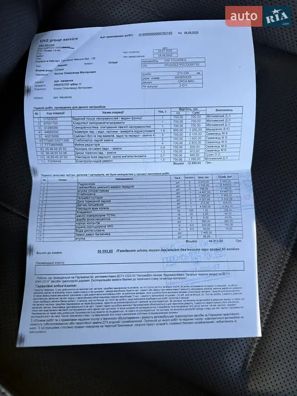 Внедорожник / Кроссовер Volkswagen Touareg 2012 в Харькове документ 2 фото Внедорожник / Кроссовер Volkswagen Touareg 2012 в Харькове документ