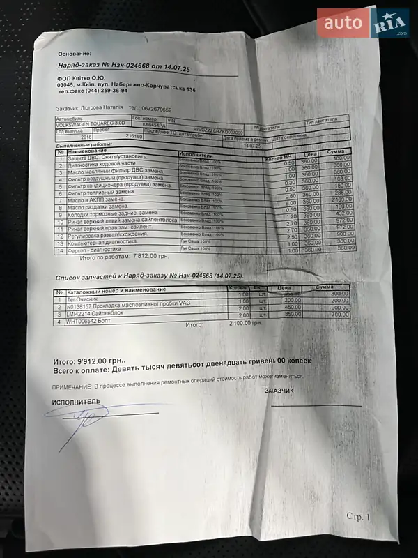 Позашляховик / Кросовер Volkswagen Touareg 2018 в Києві документ