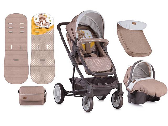 Детская коляска S-500 SET BEIGE&YELLOW HAPPY FAMILY