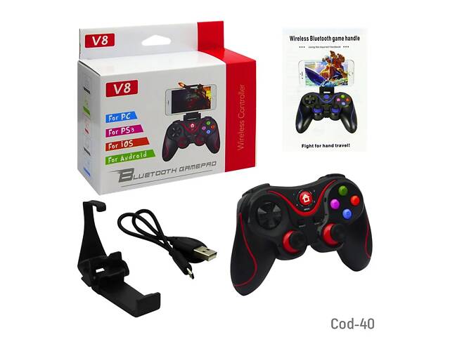 Игровой беспроводной Джойстик V8 Bluetooth для телефона Android / IOS / PC / PS3, Беспроводной Геймпад