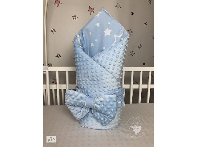 Демисезонный конверт-одеяло Baby Comfort с плюшем голубой