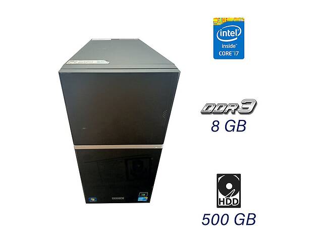 Компьютер Asus Tower / Intel Core i7-870 (4 (8) ядра по 2.93 - 3.6 GHz) / 8 GB DDR3 / 500 GB HDD / nVidia GeForce GT...