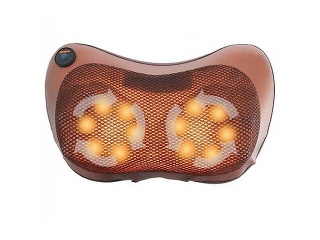Массажная Подушка MASSAGE PILLOW CHM-8028 Plus Инфракрасный роликовий массажер для шеи и спины Brown (46477-IM)