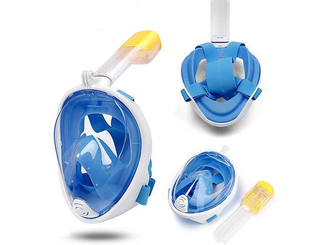 Полнолицевая панорамная маска для плавания UTM Seagard Easybreath-II (L/XL) UTM Голубая с креплением для камеры (1761...