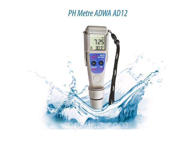 Влагозащищённый РН-метр ADWA AD12 (РН от -2,00 до 16,00; РН ± 0.01 pH) АТС, автоматическая калибровка. Венгрия
