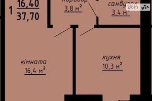 Продается 1-комнатная квартира 38.5 кв. м в Тернополе