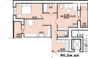Продается 2-комнатная квартира 79.7 кв. м в Тернополе