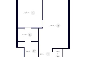 Продается 1-комнатная квартира 47.3 кв. м в Киеве