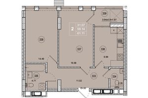 Продается 2-комнатная квартира 61.11 кв. м в Житомире