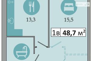 Продается 1-комнатная квартира 48.7 кв. м в Днепре