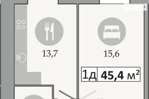 Продается 1-комнатная квартира 45.4 кв. м в Днепре