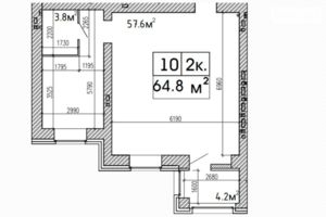 Продається 2-кімнатна квартира 67.3 кв. м у Дніпрі