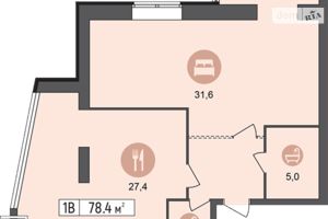 Продається 1-кімнатна квартира 78.4 кв. м у Дніпрі