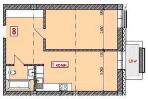 Продается 1-комнатная квартира 54 кв. м в Херсоне
