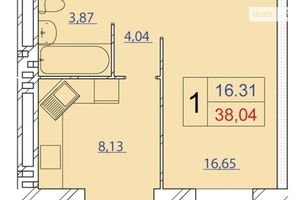 Продається 1-кімнатна квартира 38 кв. м у Хмельницькому