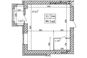 Продается 1-комнатная квартира 48.4 кв. м в Днепре