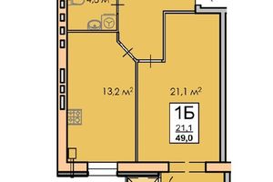 Продается 1-комнатная квартира 49 кв. м в Черкассах