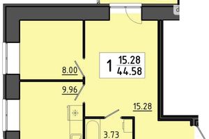 Продається 2-кімнатна квартира 44.58 кв. м у Тернополі