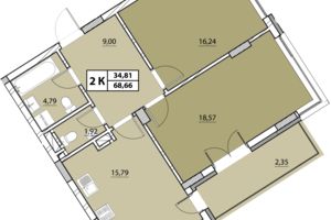 Продается 2-комнатная квартира 68.66 кв. м в Львове