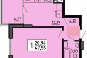 Продається 1-кімнатна квартира 47.56 кв. м у Тернополі