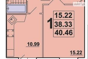 Продается 1-комнатная квартира 40.46 кв. м в Тернополе