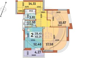 Продается 2-комнатная квартира 62.21 кв. м в Киеве