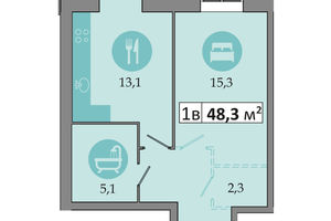 Продается 1-комнатная квартира 48.3 кв. м в Днепре