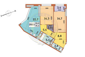 Продается 2-комнатная квартира 79.5 кв. м в Киеве