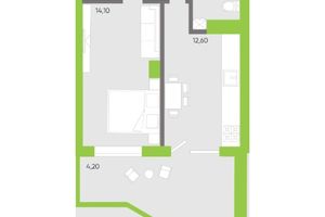Продается 1-комнатная квартира 42 кв. м в Луцке